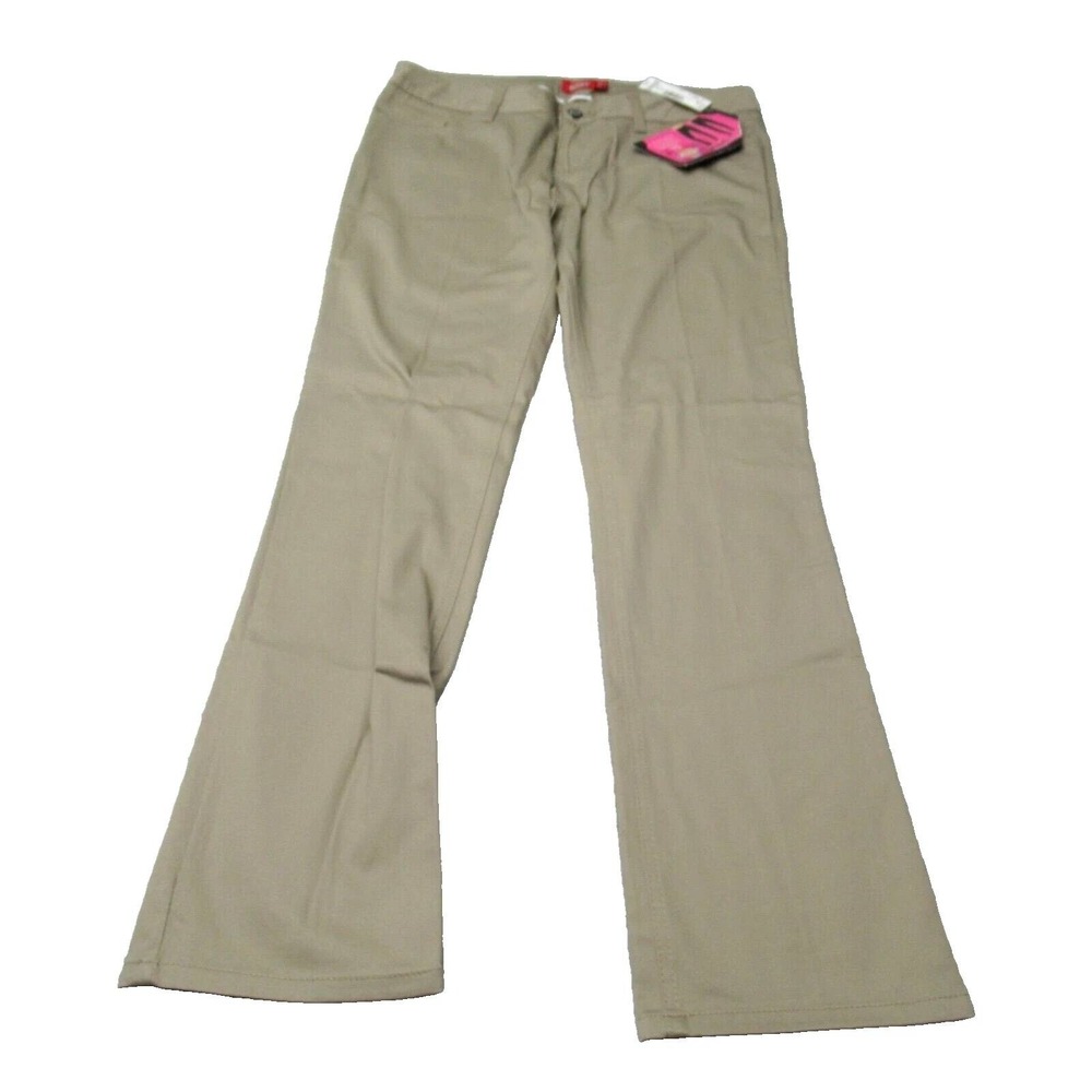 Dickies Pants Girls 13 Khaki Stretch 5 Pocket Classic Skinny Low Rise 33x32 NEW